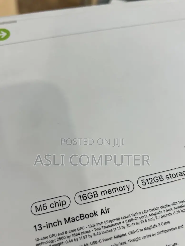 New Laptop Apple MacBook Air 2026 M5 16GB Apple M5 SSD 512GB