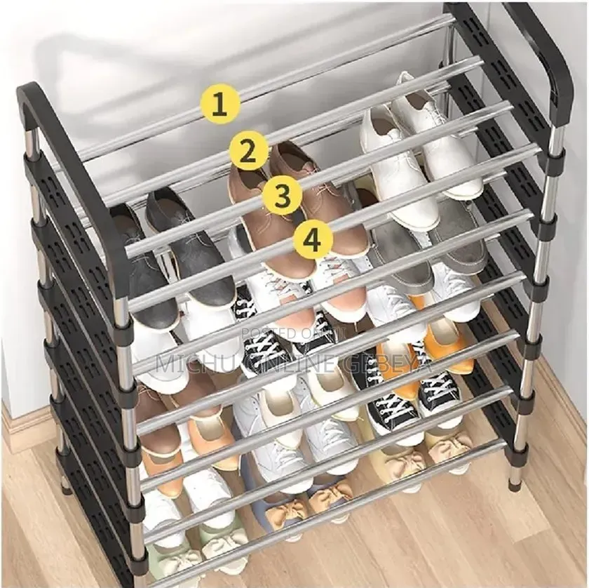 ኳሊቲ ባለ ስድስት ደረጃ 6 Layer Stainless Steel Shoes Rack/ Free Delivery