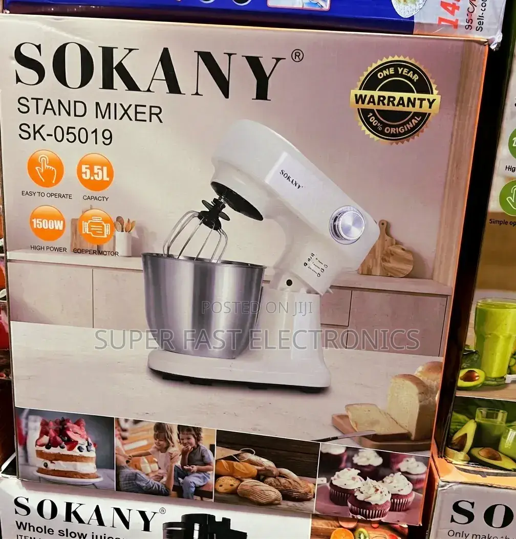 SOKANY Stand Mixer Powerful 1500W Motor, a Large 5.5L Stainless Steel