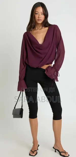 Women Blouse Burgundy Blouse Size Large
