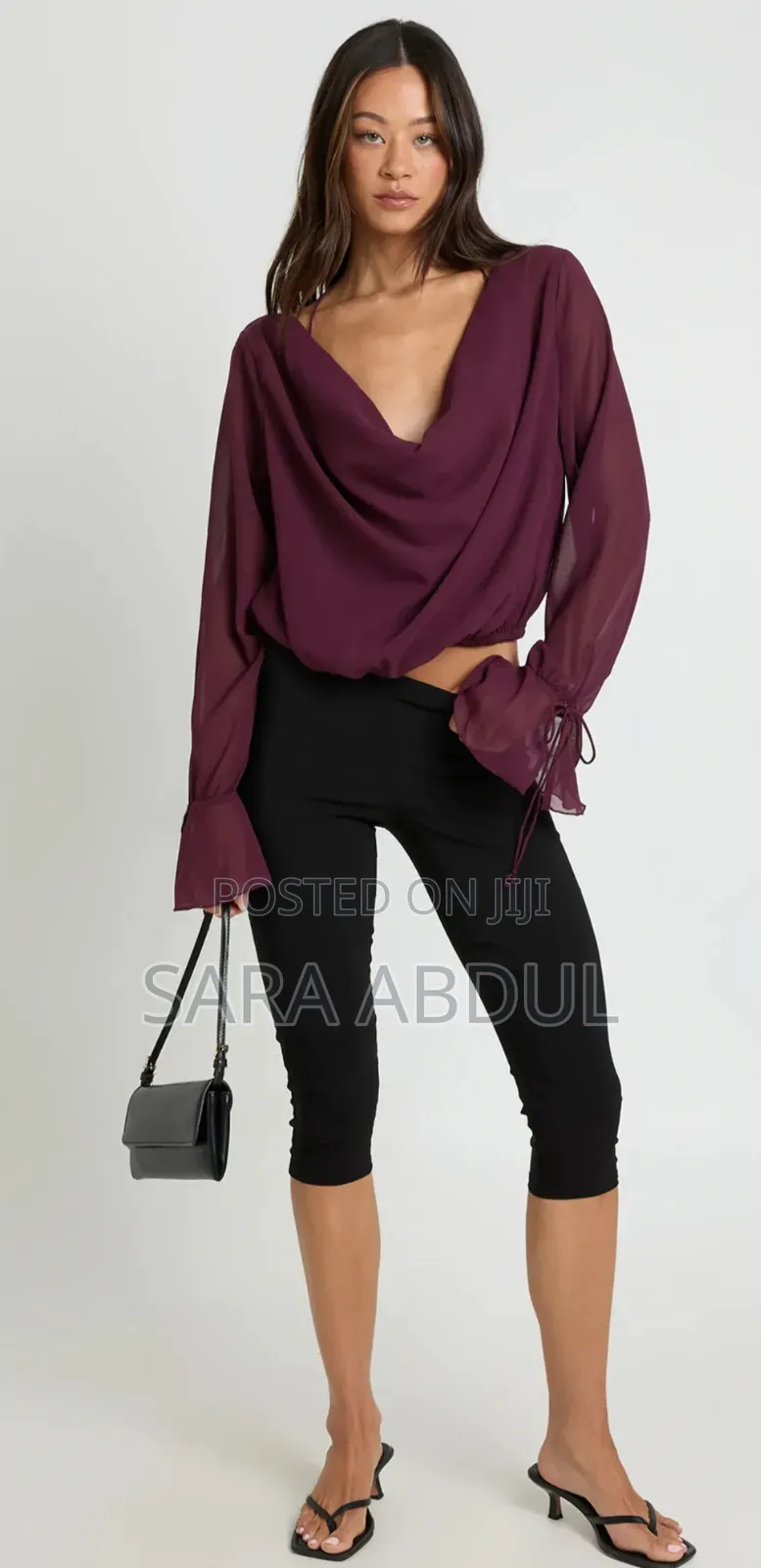Women Blouse Burgundy Blouse Size Large