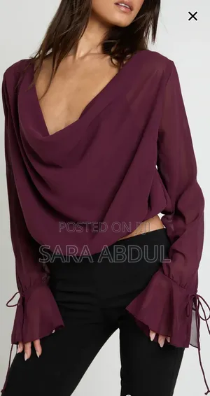 Women Blouse Burgundy Blouse Size Large