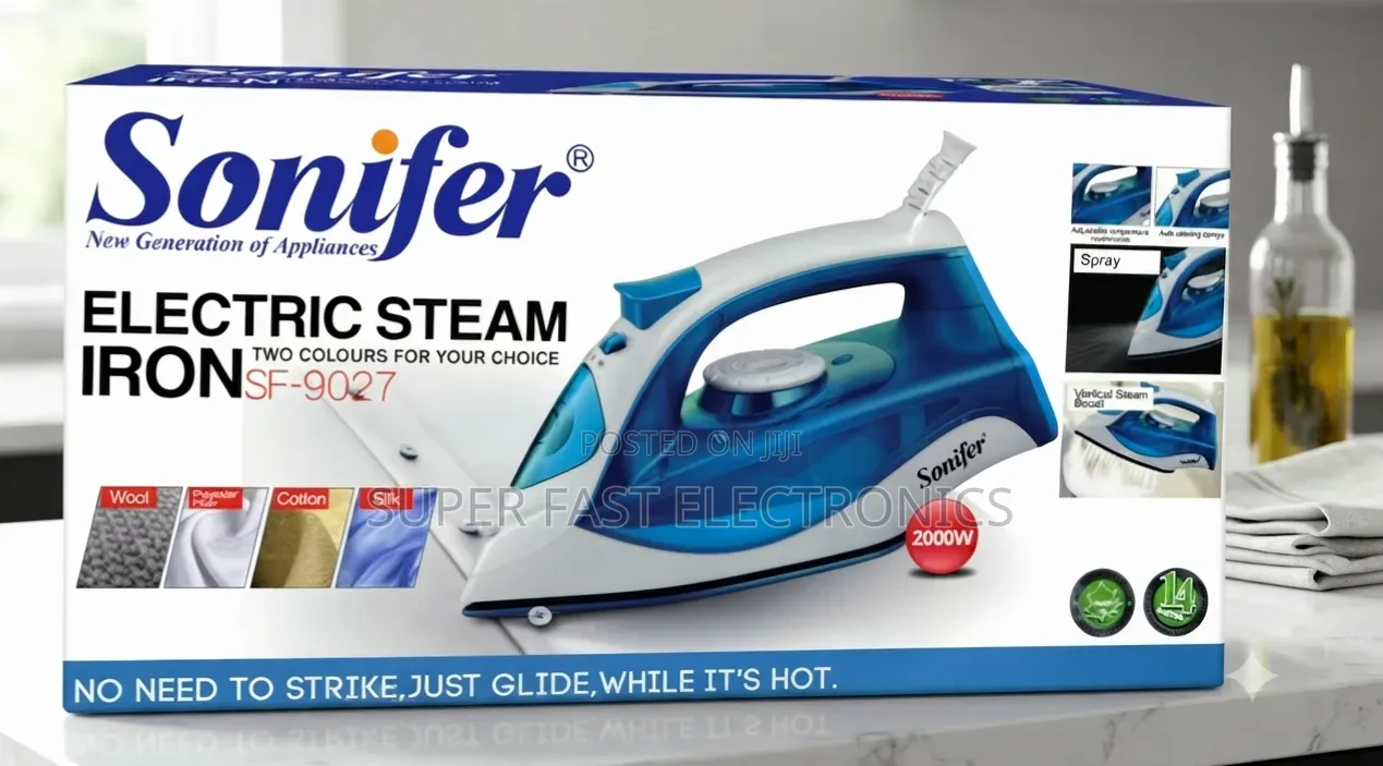 Sonifer Electric Garment Steam Iron – 2000W Non-Stick Soleplate
