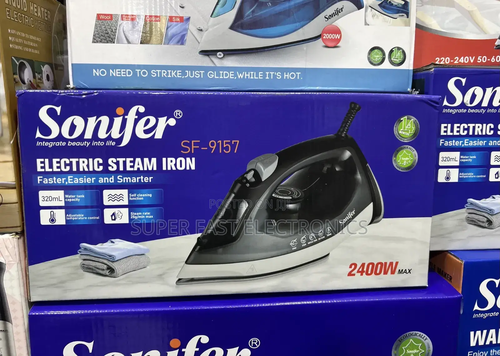 Sonifer Electric Steam Iron – 2400W Non-Stick Soleplate