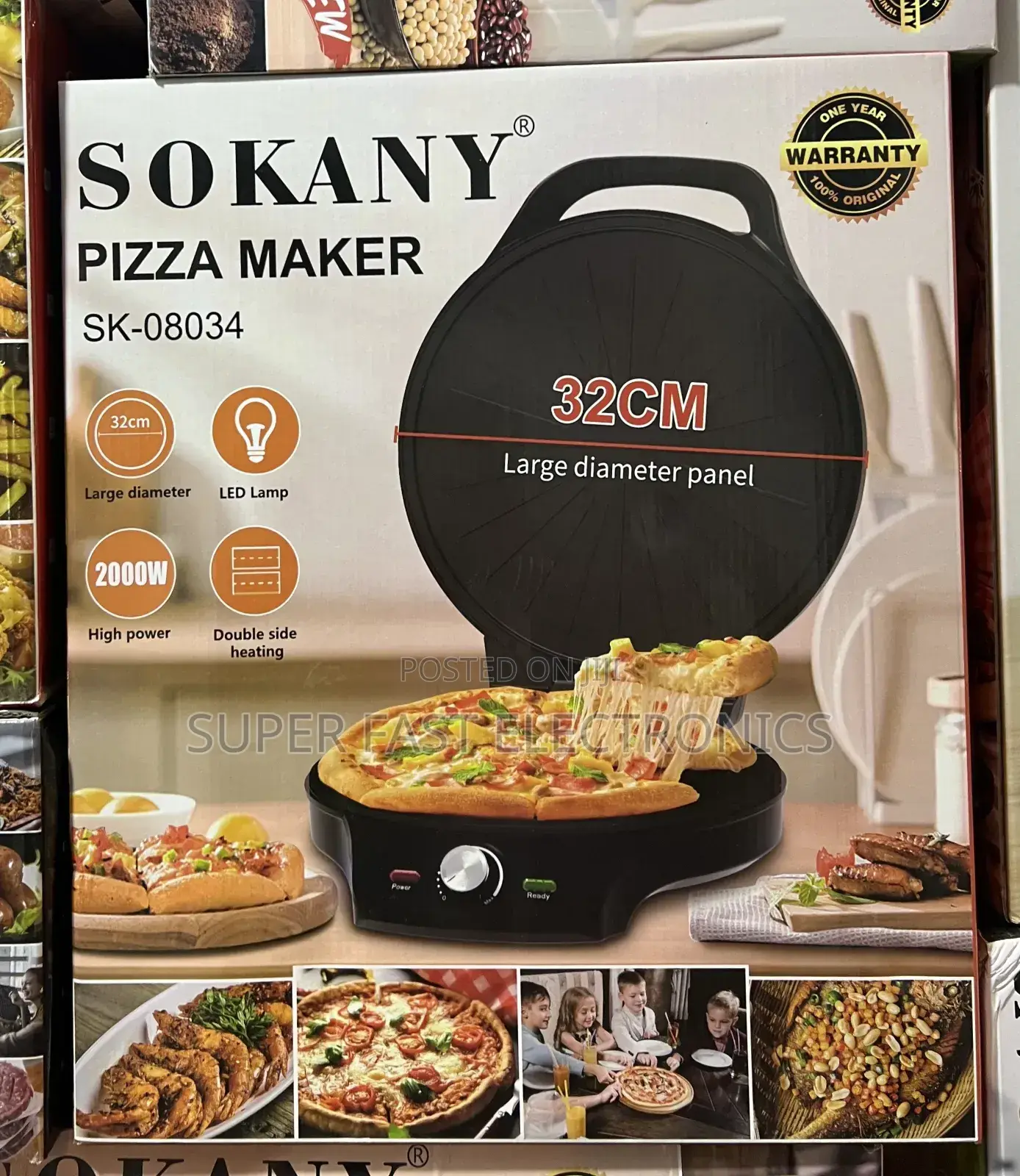 SOKANY Pizza Maker – 2000W Electric Pizza Maker, 32cm Double-Sided