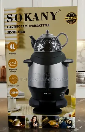 SOKANY Electric Samovar Kettle – 4L Tea Urn, 1250W Stainless Steel