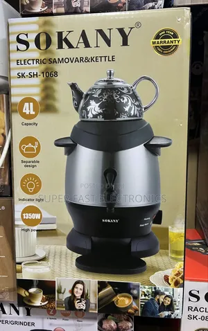 SOKANY Electric Samovar Kettle – 4L Tea Urn, 1250W Stainless Steel