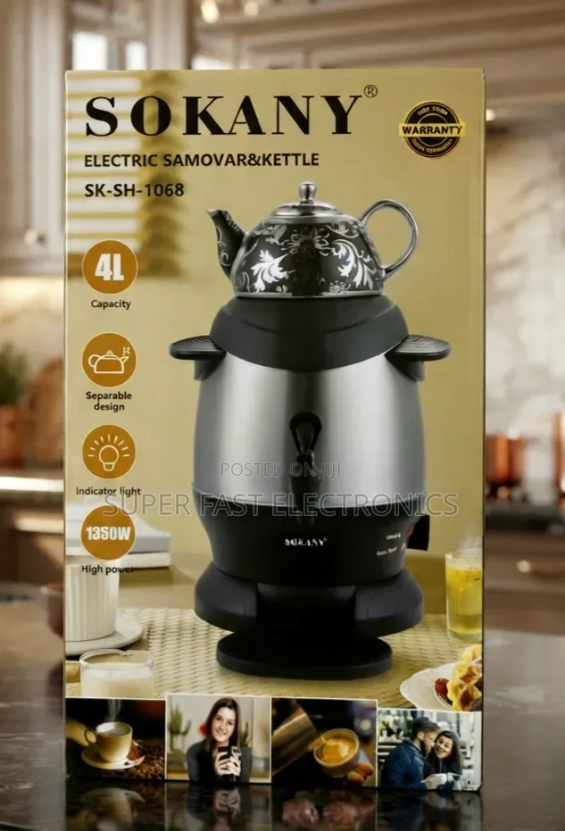 SOKANY Electric Samovar Kettle. Featuring a 4-Liter Capacity 1250W