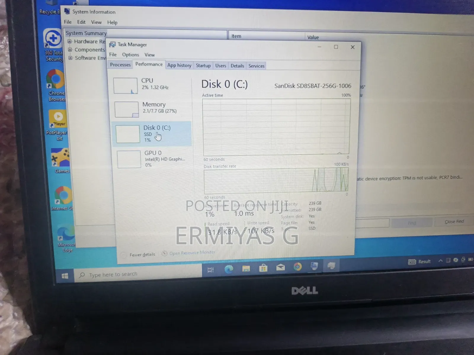Laptop Dell Inspiron 15 8GB Intel Core i7 SSD 256GB