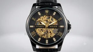 Automatic Rolex With Black Leather Strap