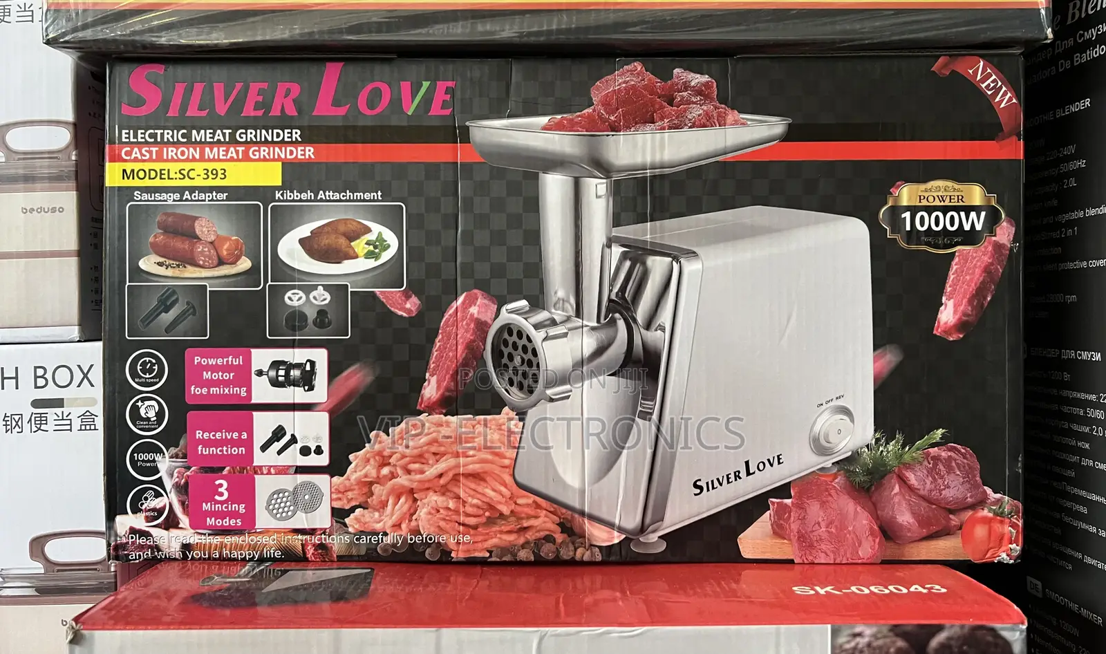 Silver Love Meat Grinder 1000W– Powerful Kitchen Meat Mincer