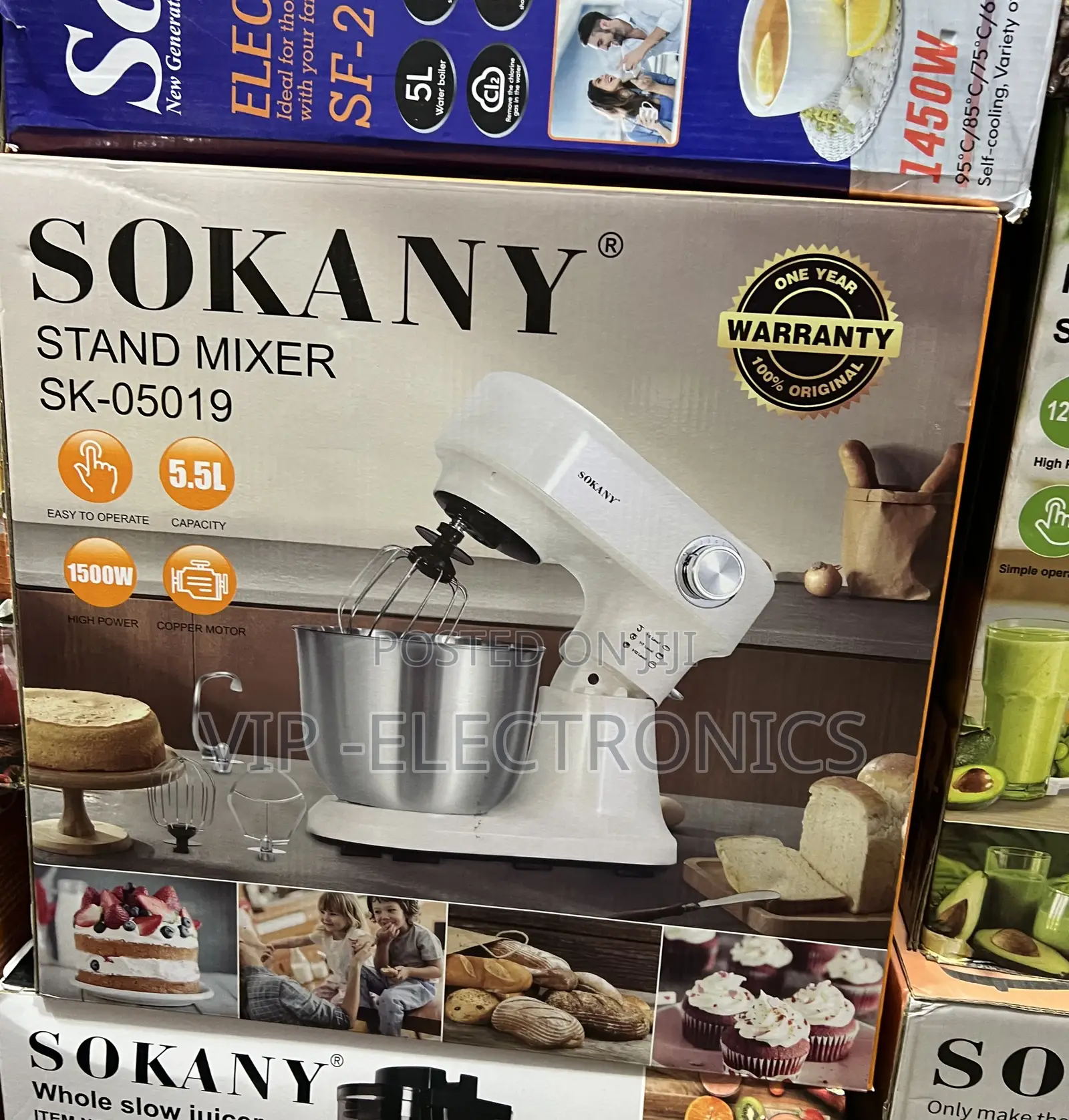 SOKANY Stand Mixer 1500W 5.5L– Multi-Function Kitchen Food Mixer