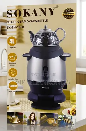 SOKANY Electric Samovar Kettle – 1350W, 4L Capacity