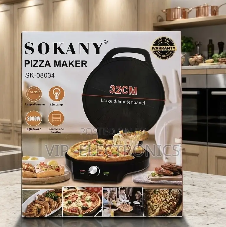 Sokany Electric Pizza Maker Powerful 2000W Heating System, 32cm