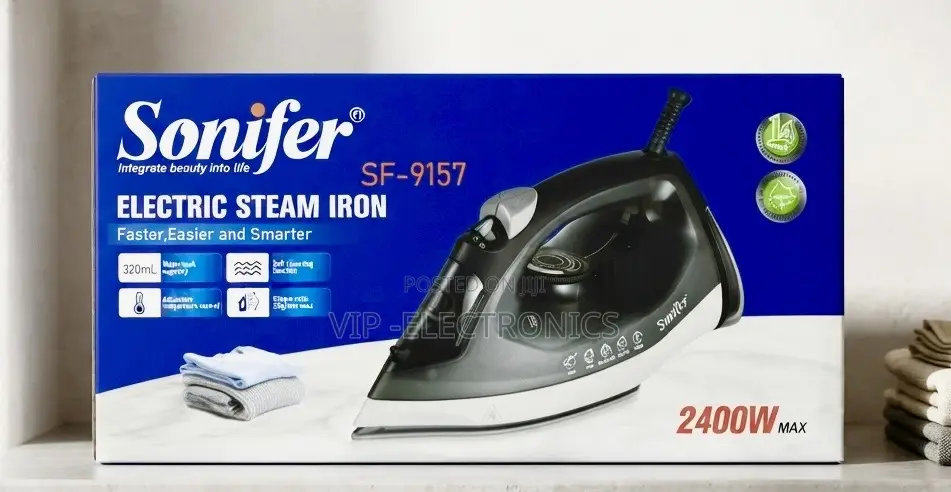 Sonifer Steam Iron – 2400W Max Power, Fast Heating Powerful Steam