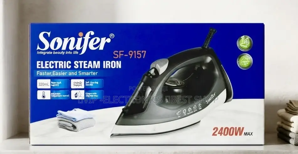 Sonifer Steam Iron – 2400W Max Power, Fast Heating Powerful Steam