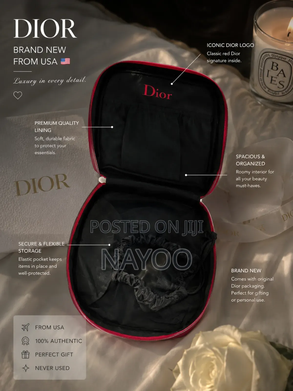  Brand New Dior Cosmetic Pouch | Authentic USA | Luxury Makeup Bag