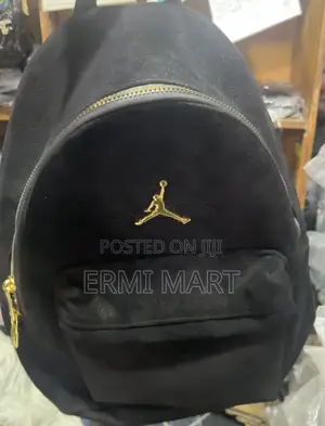 Jordan Black Suede Backpack – Golden Logo