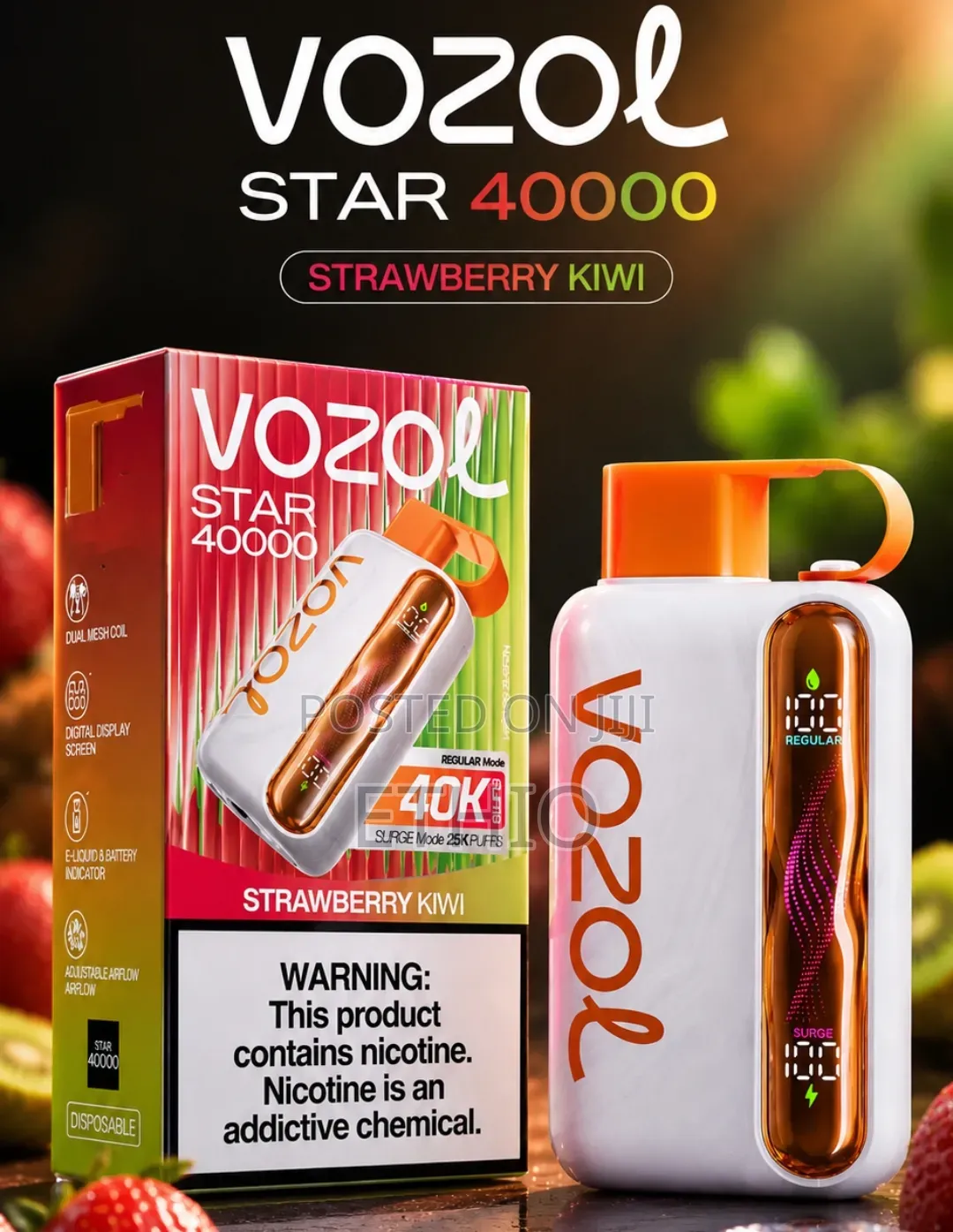 Experience Vozol Star Strawberry Kiwi Vape 40000 Puffs