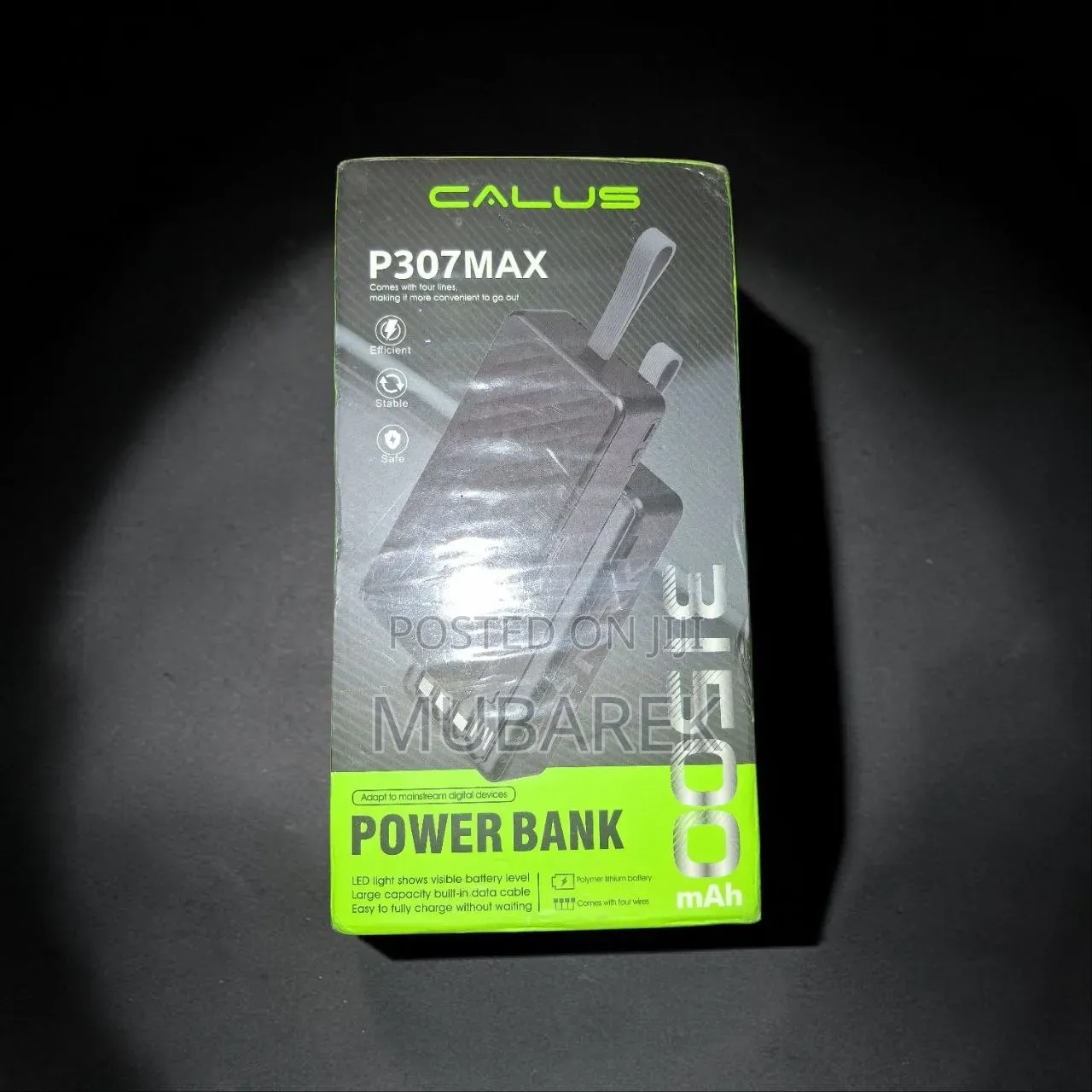 CALUS P307MAX Power Bank 31,500 mAh – Carga Rápida Con Built-in Cables