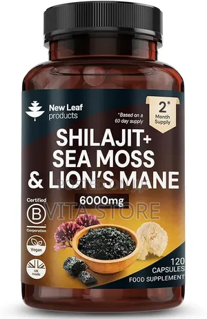 Shilajit Seamoss and Lions Mane Capsules 6000mg -High Strength Complex