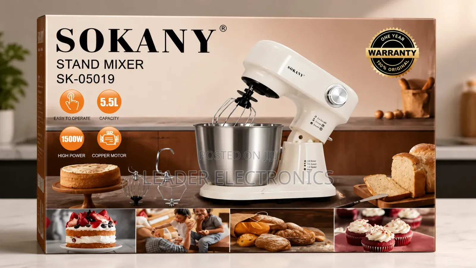Sokany Stand Mixer 5.5L – Powerful Mixing, Dough Kneading Profession