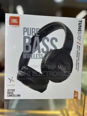 JBL TUNE 510BT Pure Bass Wireless on-Ear Headphones (Black)