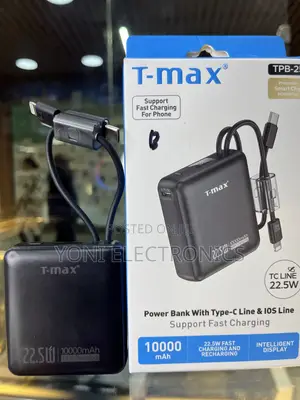 T-Max 22.5W Fast Charging Power Bank With Digital Display