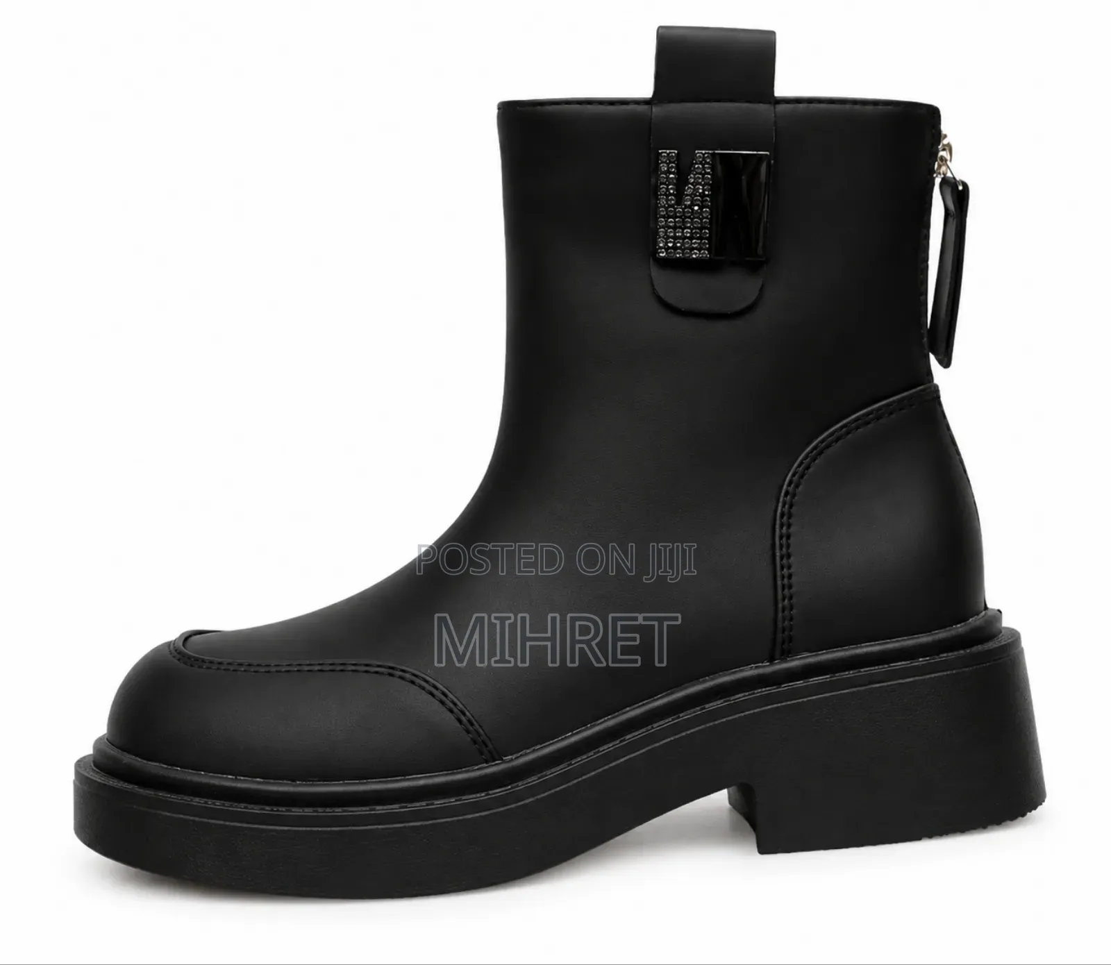 Modern Black Chunky Ankle Boot