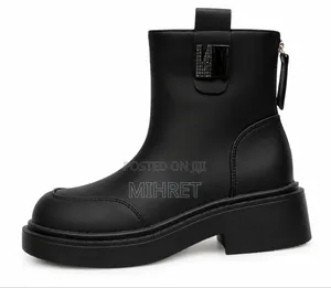 Modern Black Chunky Ankle Boot