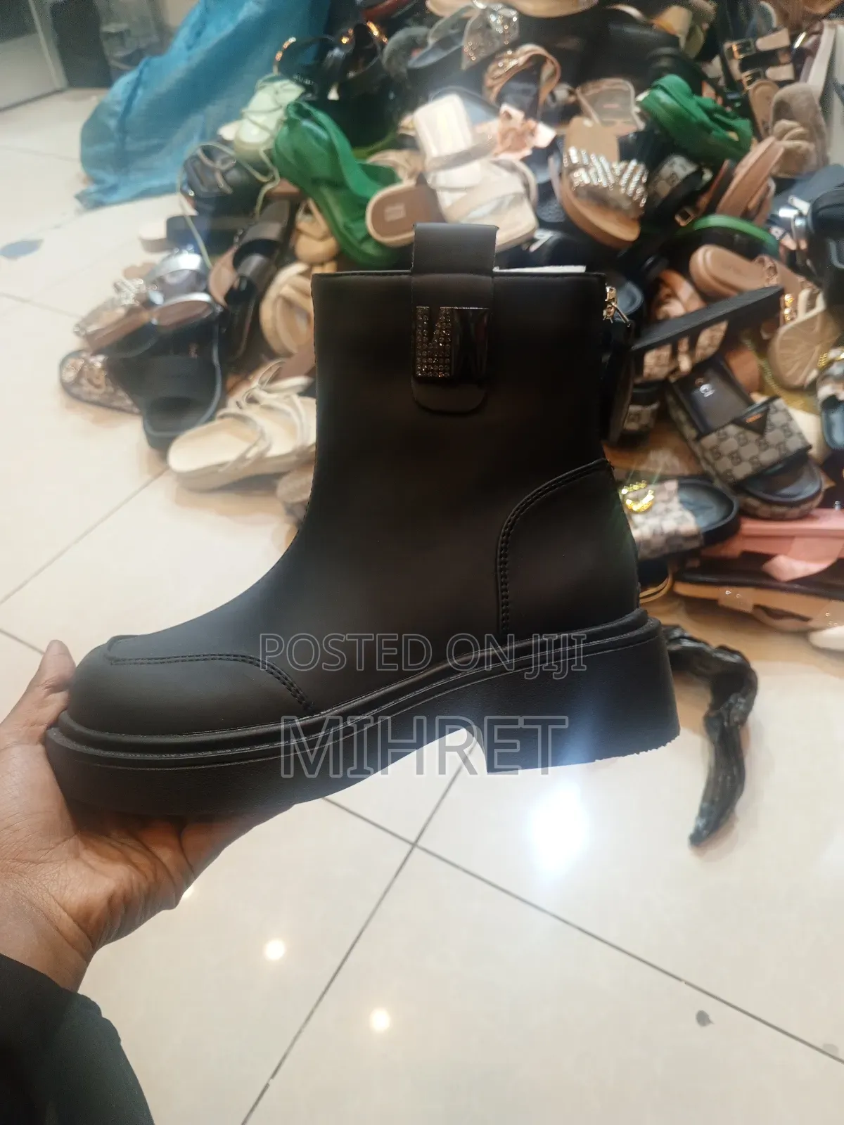 Modern Black Chunky Ankle Boot