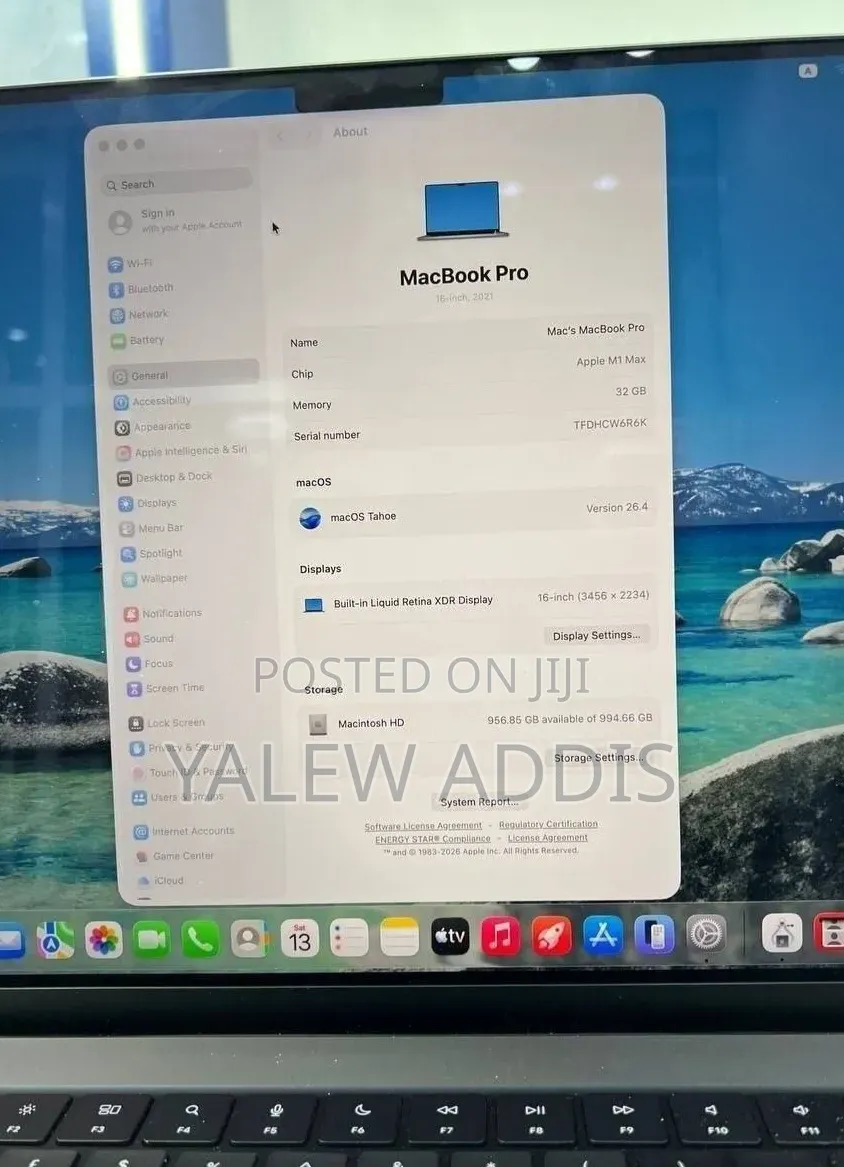 New Laptop Apple MacBook Pro 2021 M1 32GB Apple M1 SSD 1T