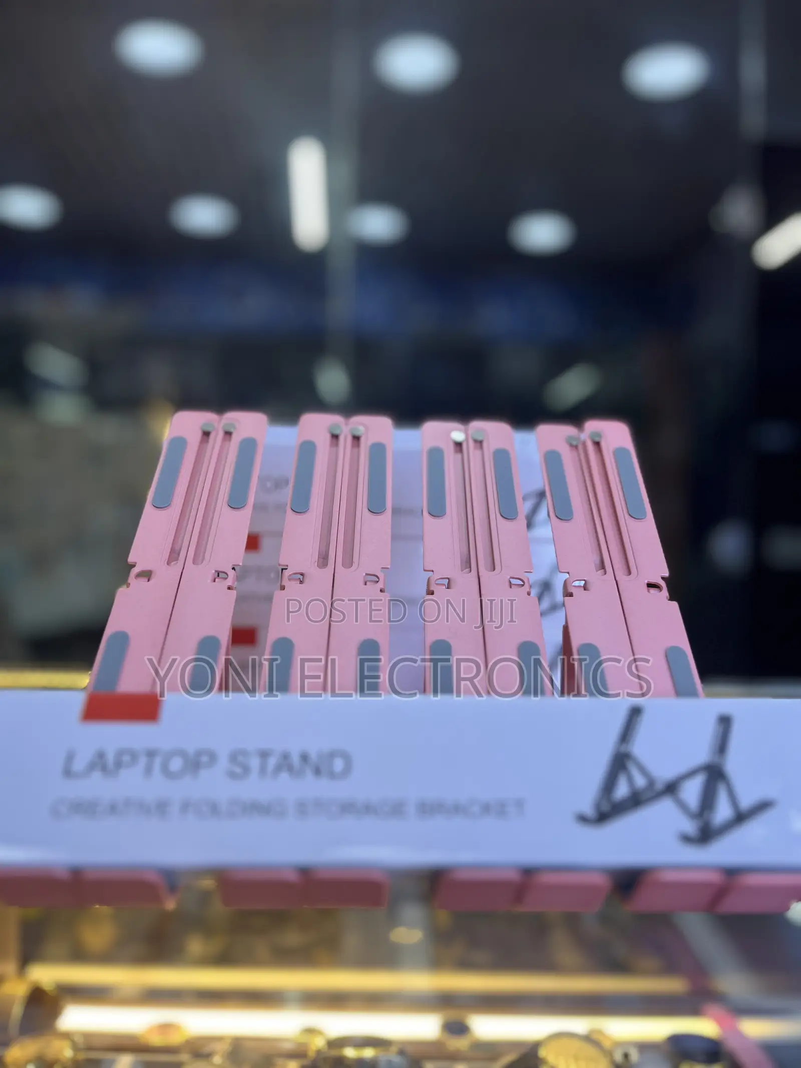 Ergonomic Folding Laptop Riser – Lightweight Pink Desktop Bracket