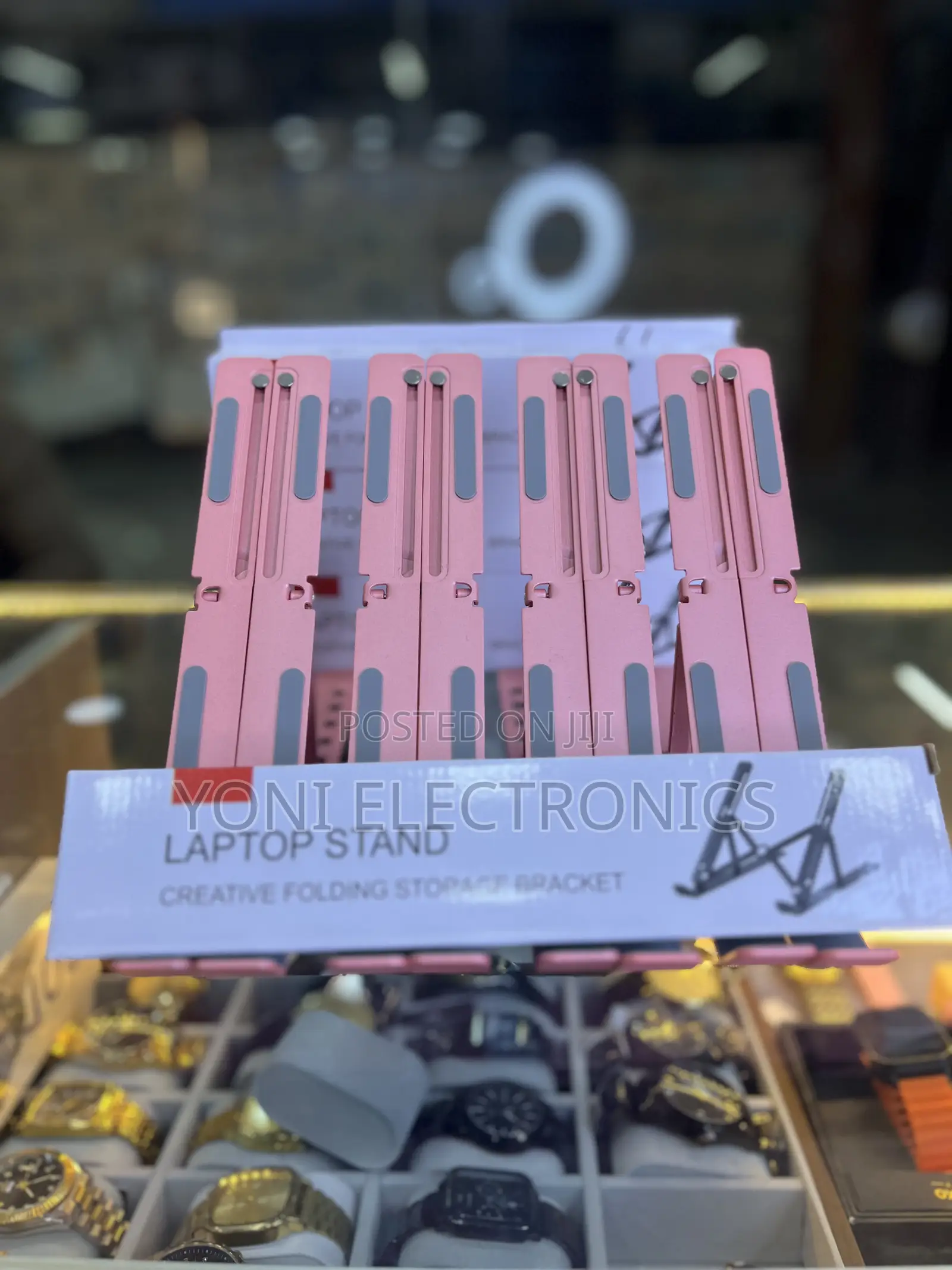 Ergonomic Folding Laptop Riser – Lightweight Pink Desktop Bracket