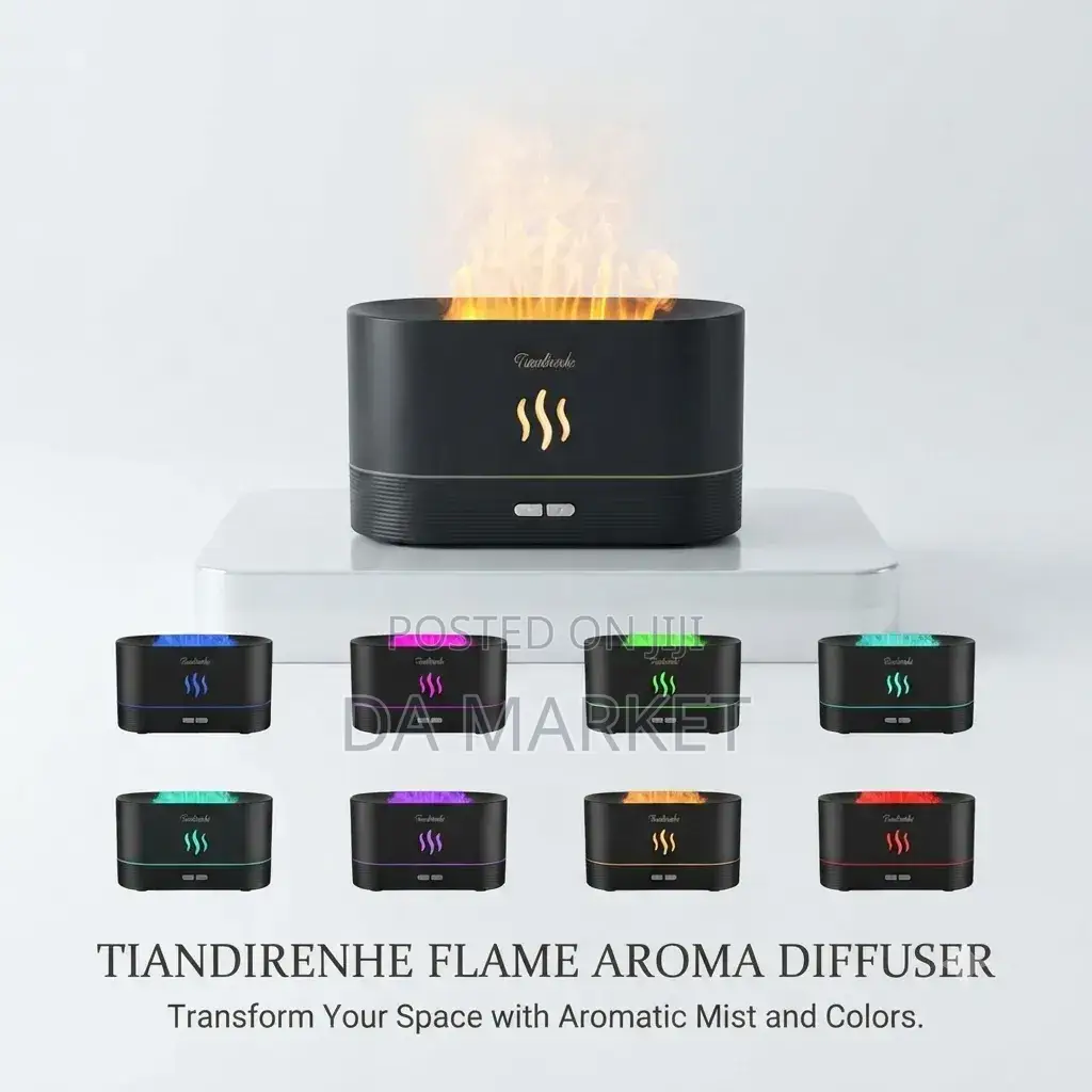 Room Humidifier With Flame Effect Light, Aroma Diffuser