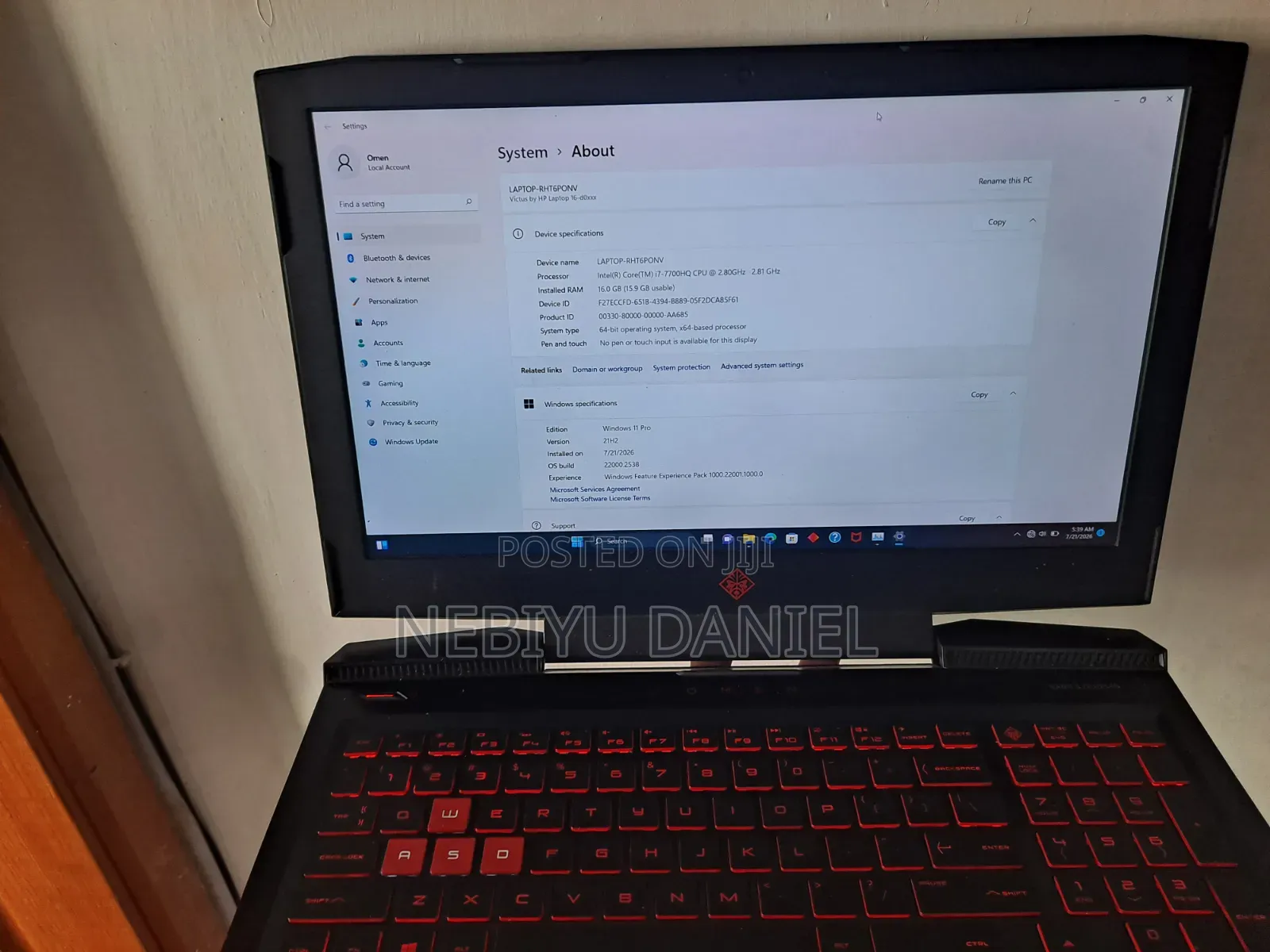 Laptop HP Omen 15-ce0xx 16GB Intel Core i7 SSD 256GB