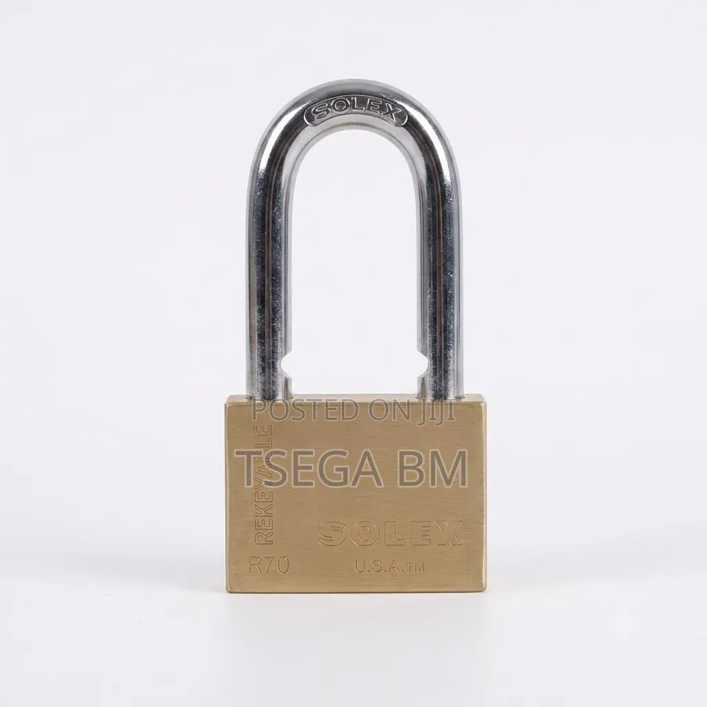 SOLEX R70 Heavy Duty Long Shackle Brass Padlock