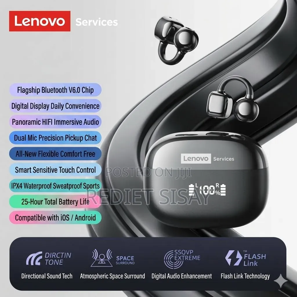 Lenovo Clip-on Bluetooth Wireless Headphones