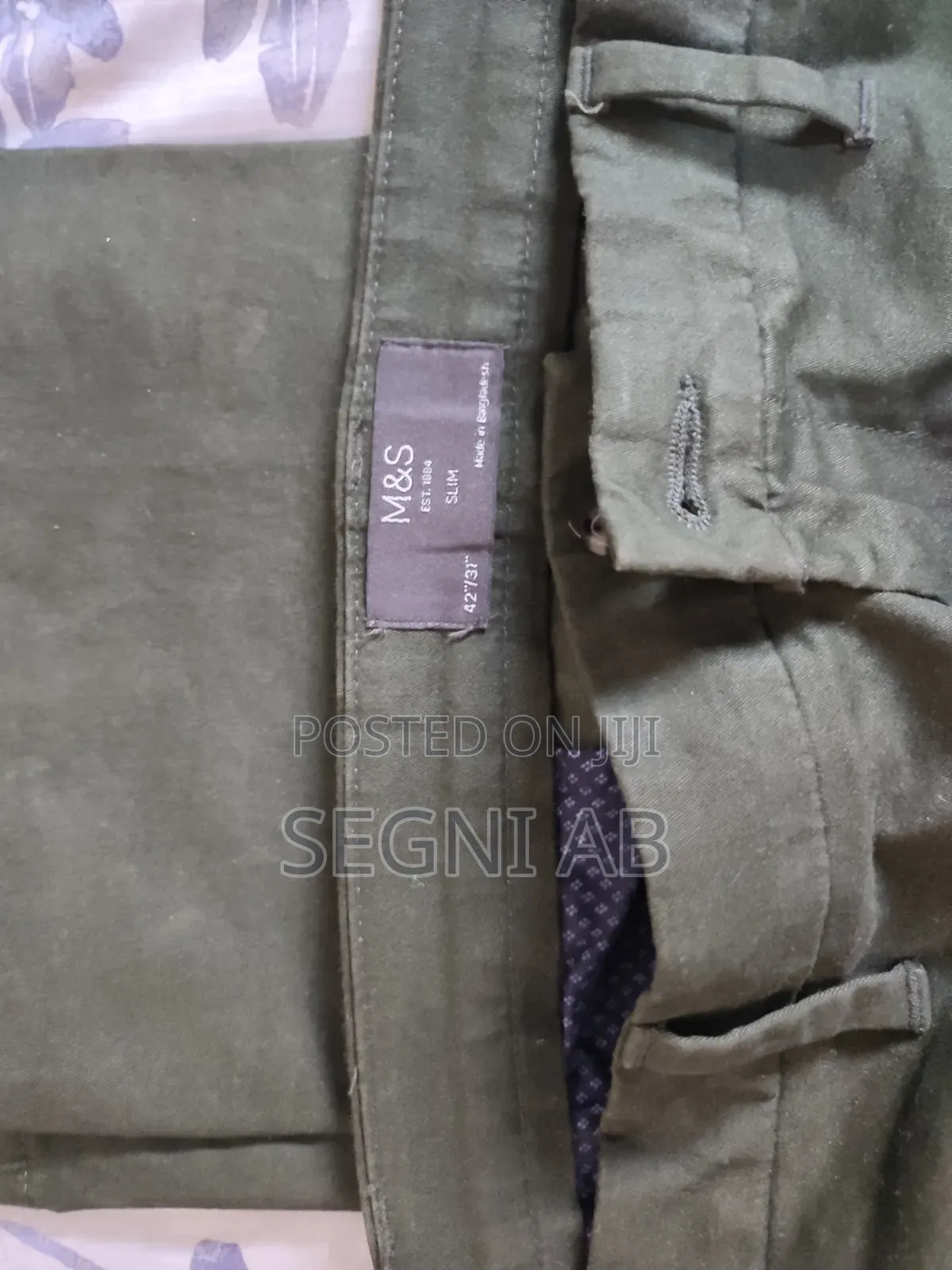 M S Men's Kaki Olive Green Jeans (BONDA)