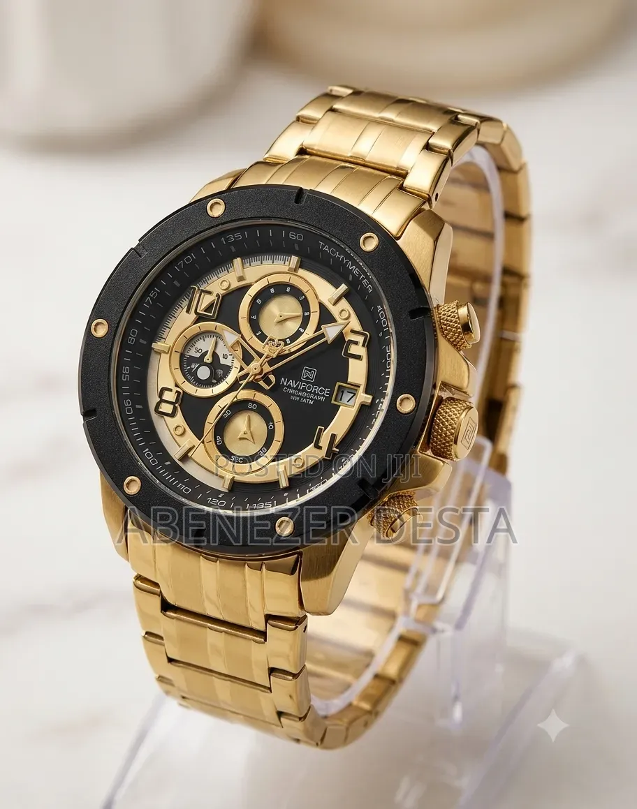 Naviforce NF8056 Wristwatch Featuring Gold-Toned Stainless Steel