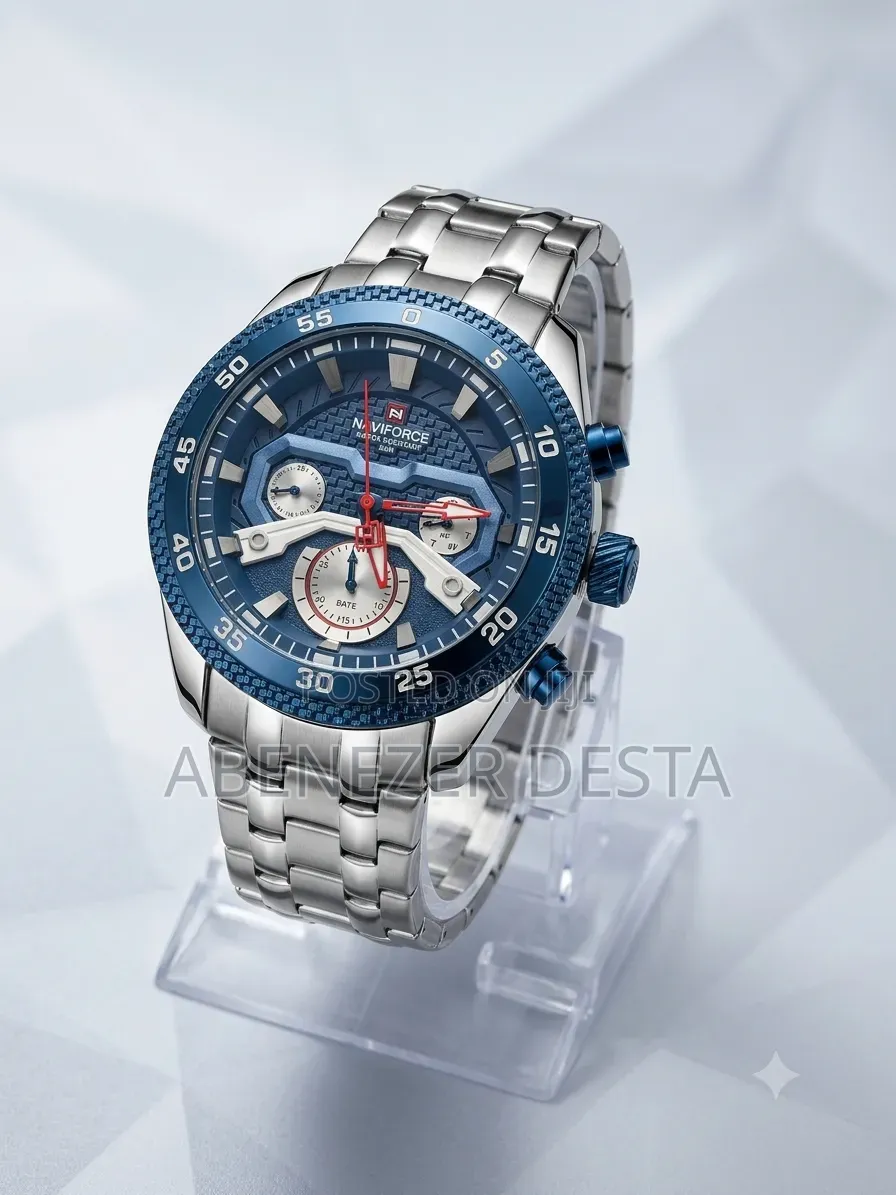 Naviforce Watch a Bold Blue Dial Paired With a Stainless Steel Band