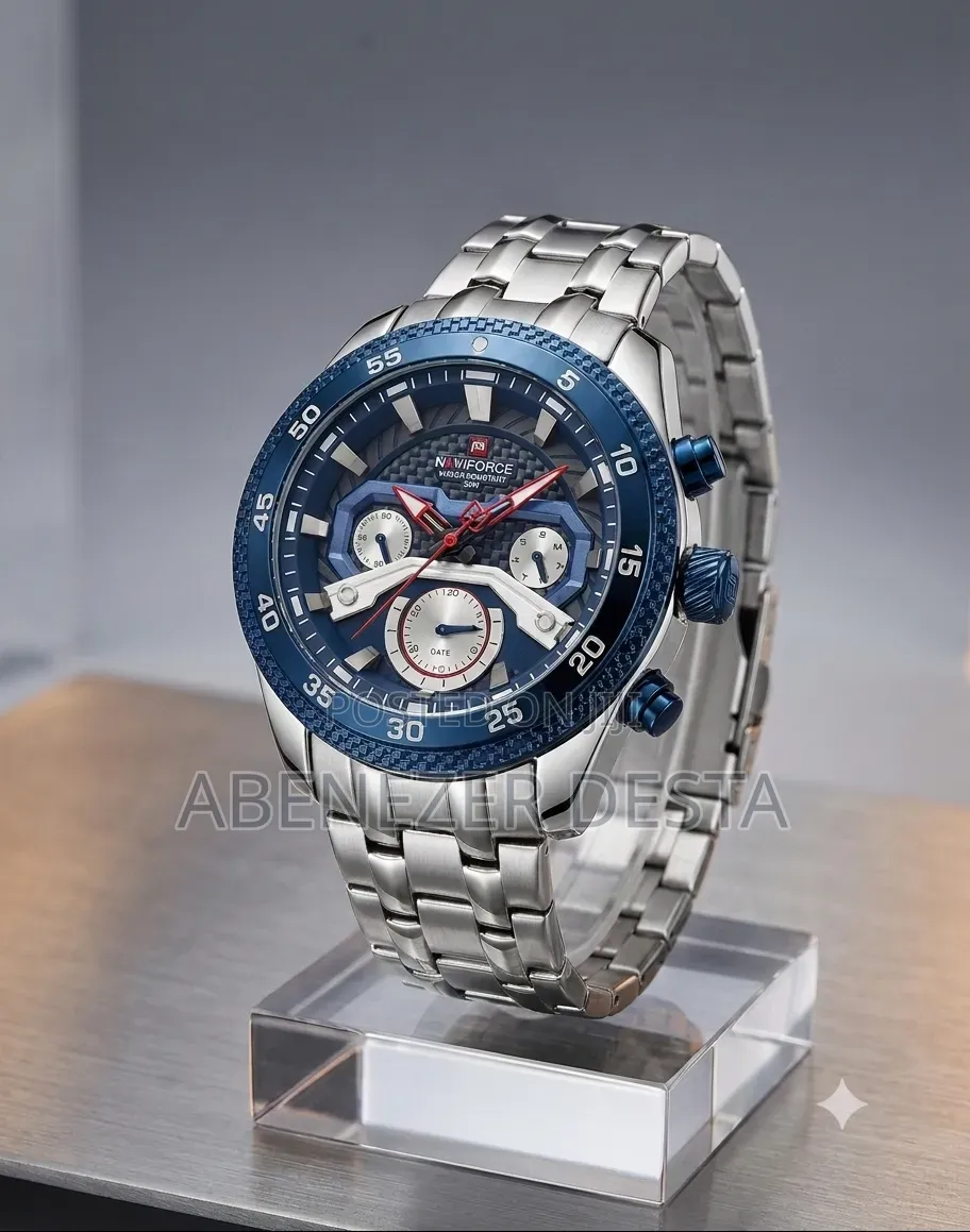 Naviforce Watch a Bold Blue Dial Paired With a Stainless Steel Band
