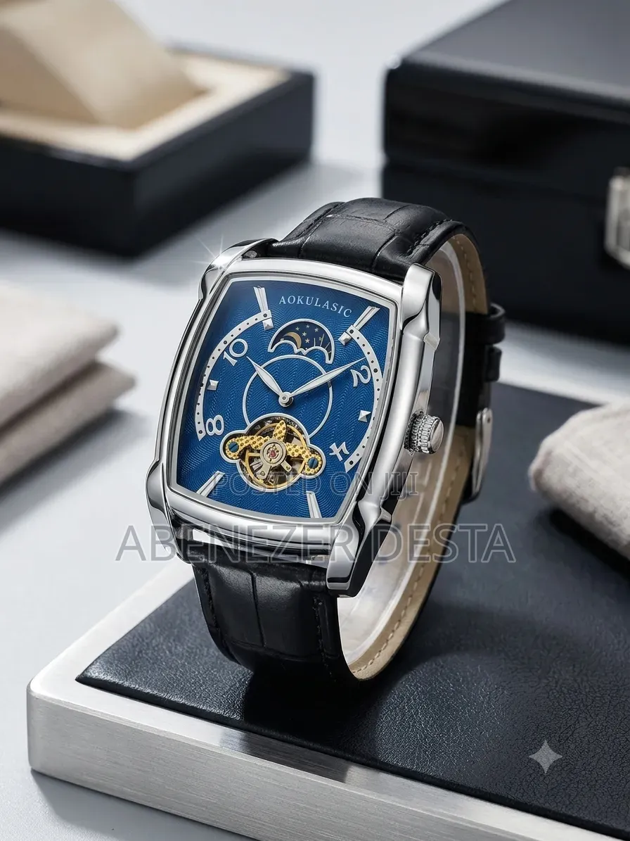 AOKULASIC Automatic Wristwatch Featuring a Tonneau-Shaped
