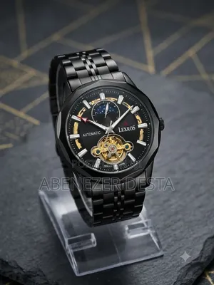 Lexros Men's Automatic Watch All-Black Design With a Skeleton