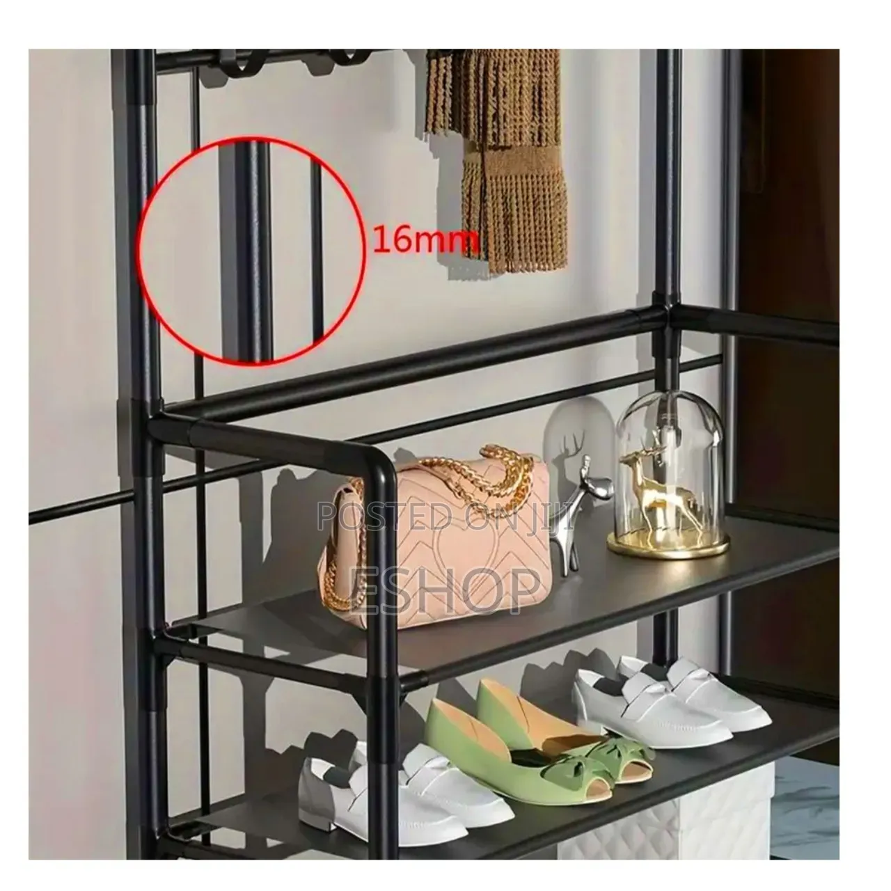 5-Tier Spacesaving Floor Clothes Rack With Double Hok Design