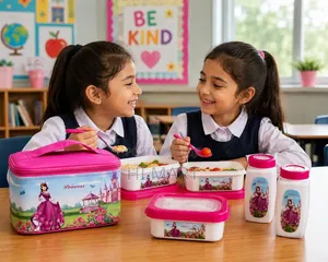 4pcs Top Quality Princess Lunch Box(with 2 Water Bottles)