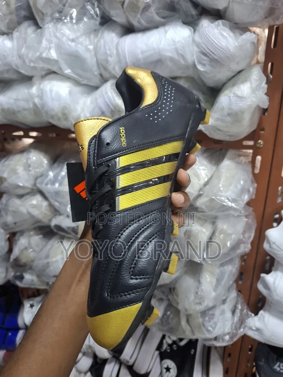 Adidas Soccer Cleats, Black/Gold
