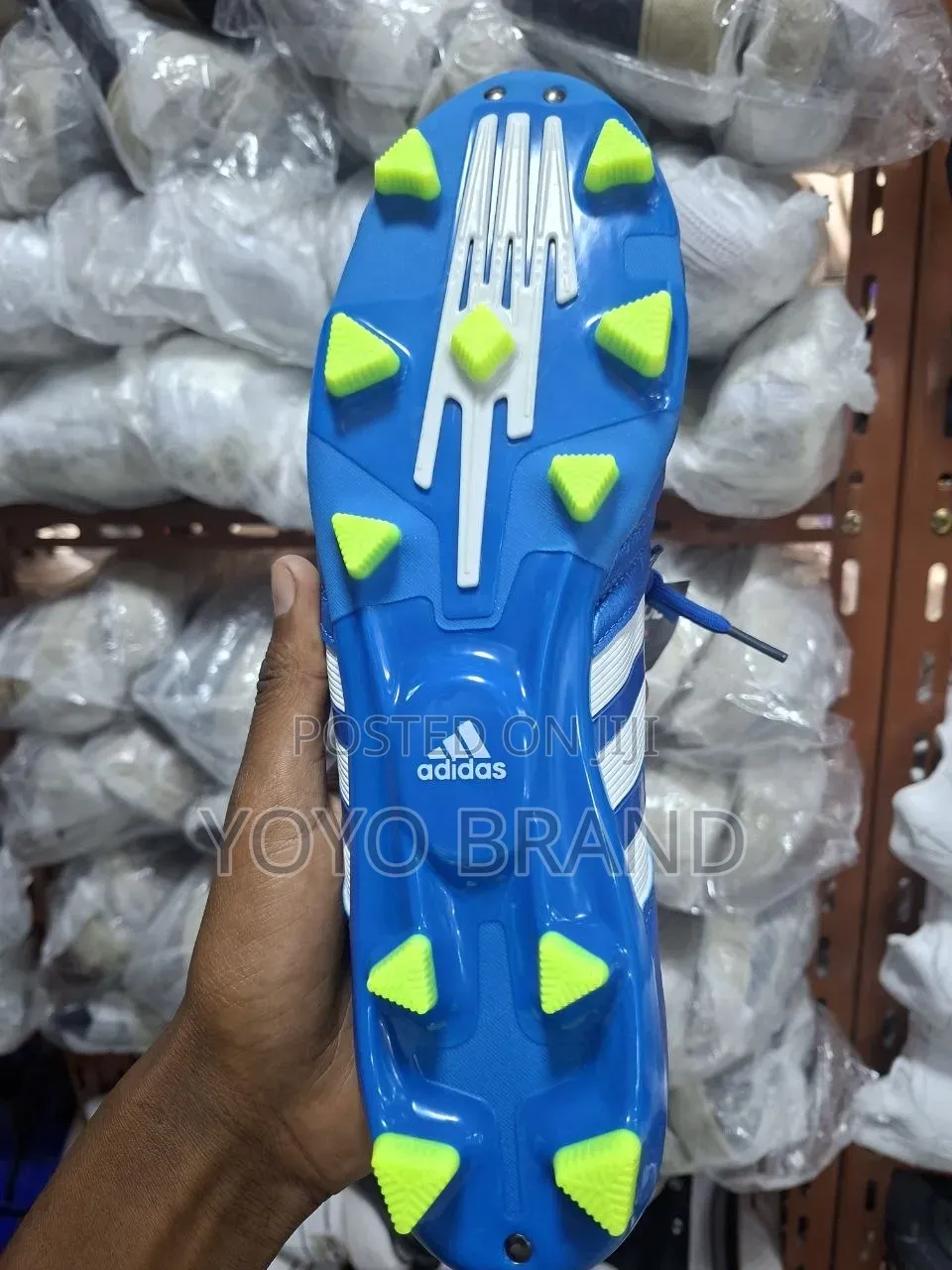 Adidas Soccer Cleats, Blue/Light Green
