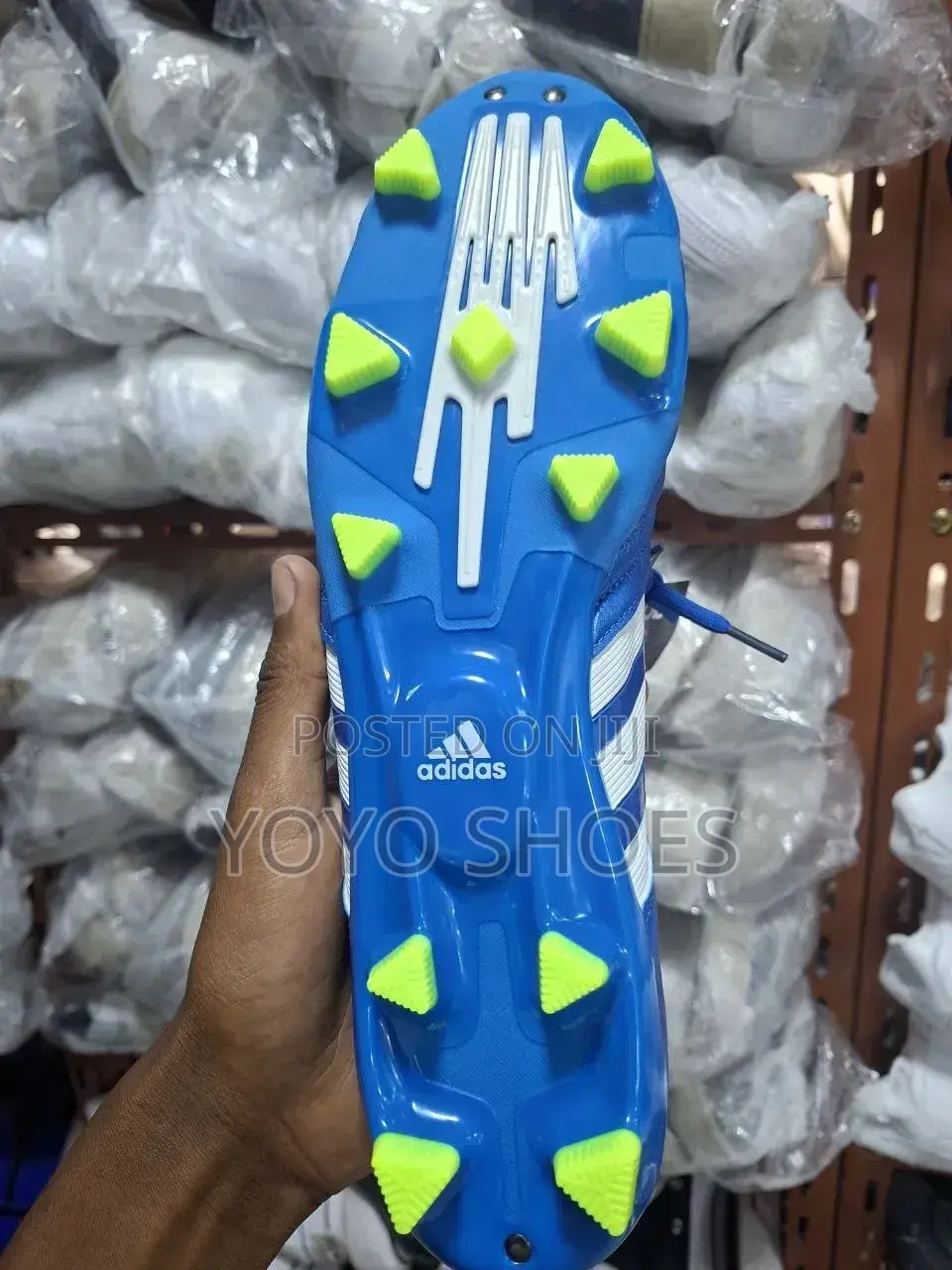 Adidas Soccer Cleats, Blue/Light Green