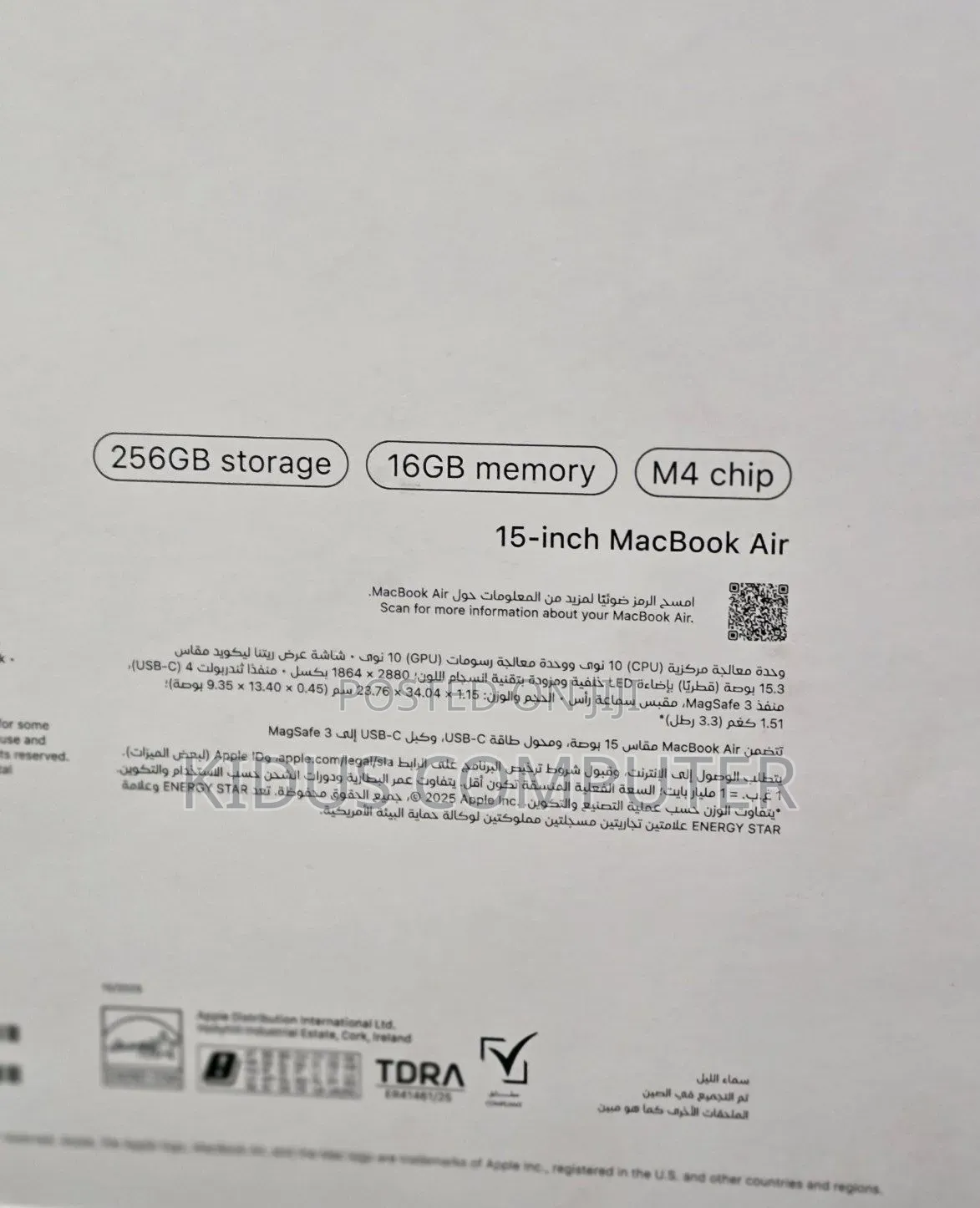New Laptop Apple MacBook Air 2025 M4 16GB Apple M1 SSD 256GB